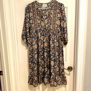 Navy blue floral babydoll dress